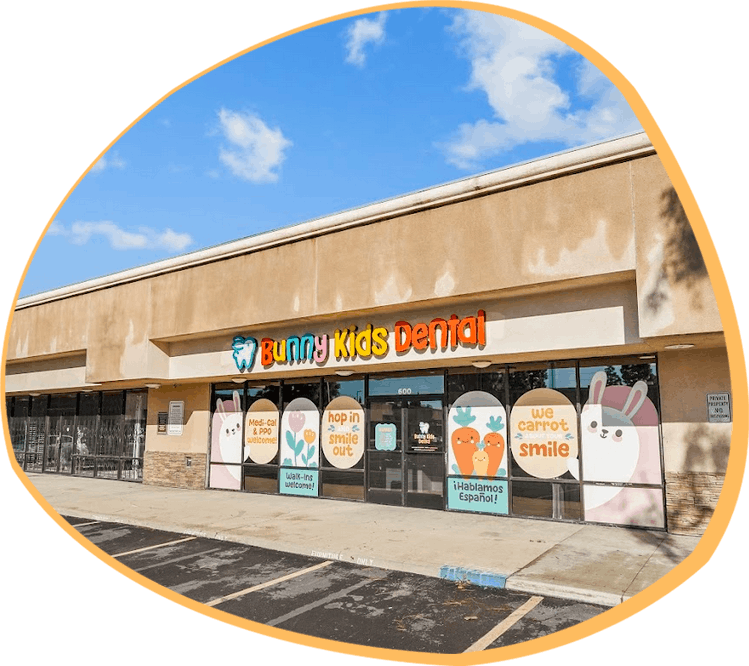 Exterior storefront of Bunny Kids Dental clinic located in Santa Ana, CA