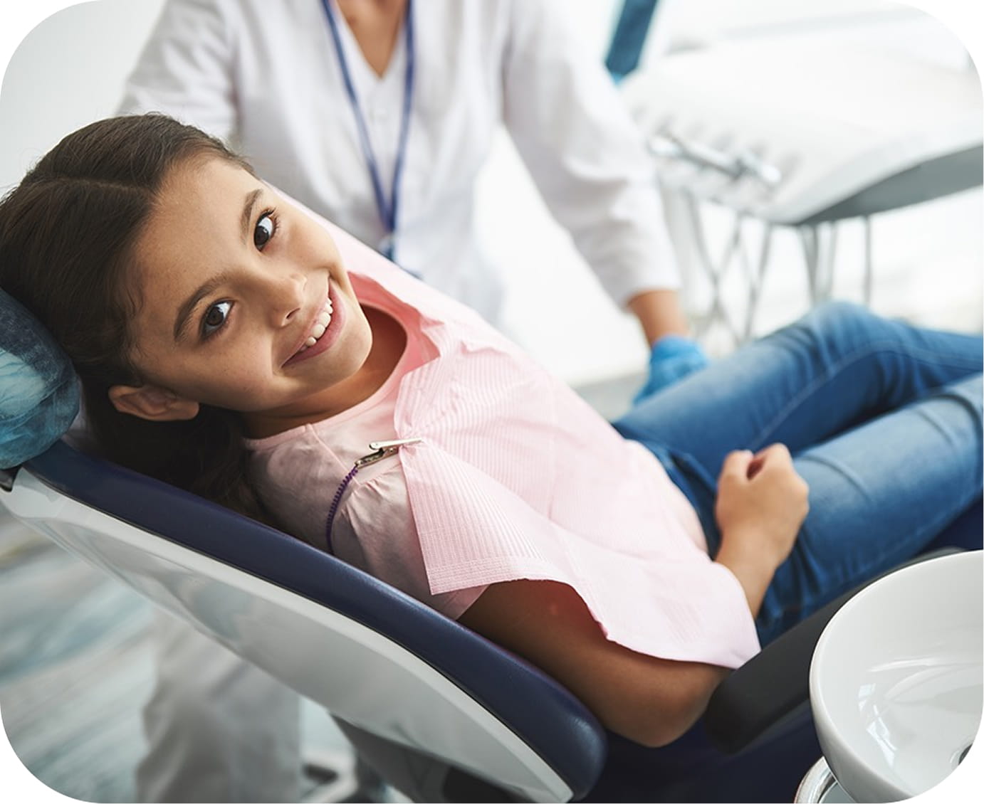 Young girl smiling during a same-day emergency dental visit at Bunny Kids Dental in Santa Ana